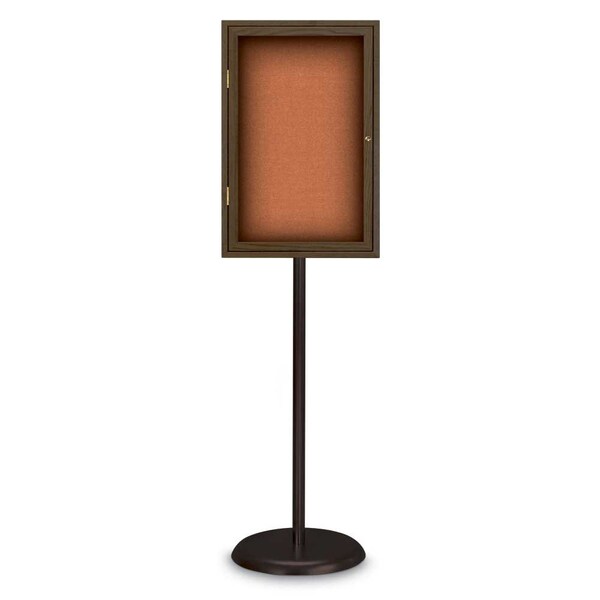 Corkboard, Triple Door, Radius Frame, 72x36", Bronze/Burgundy